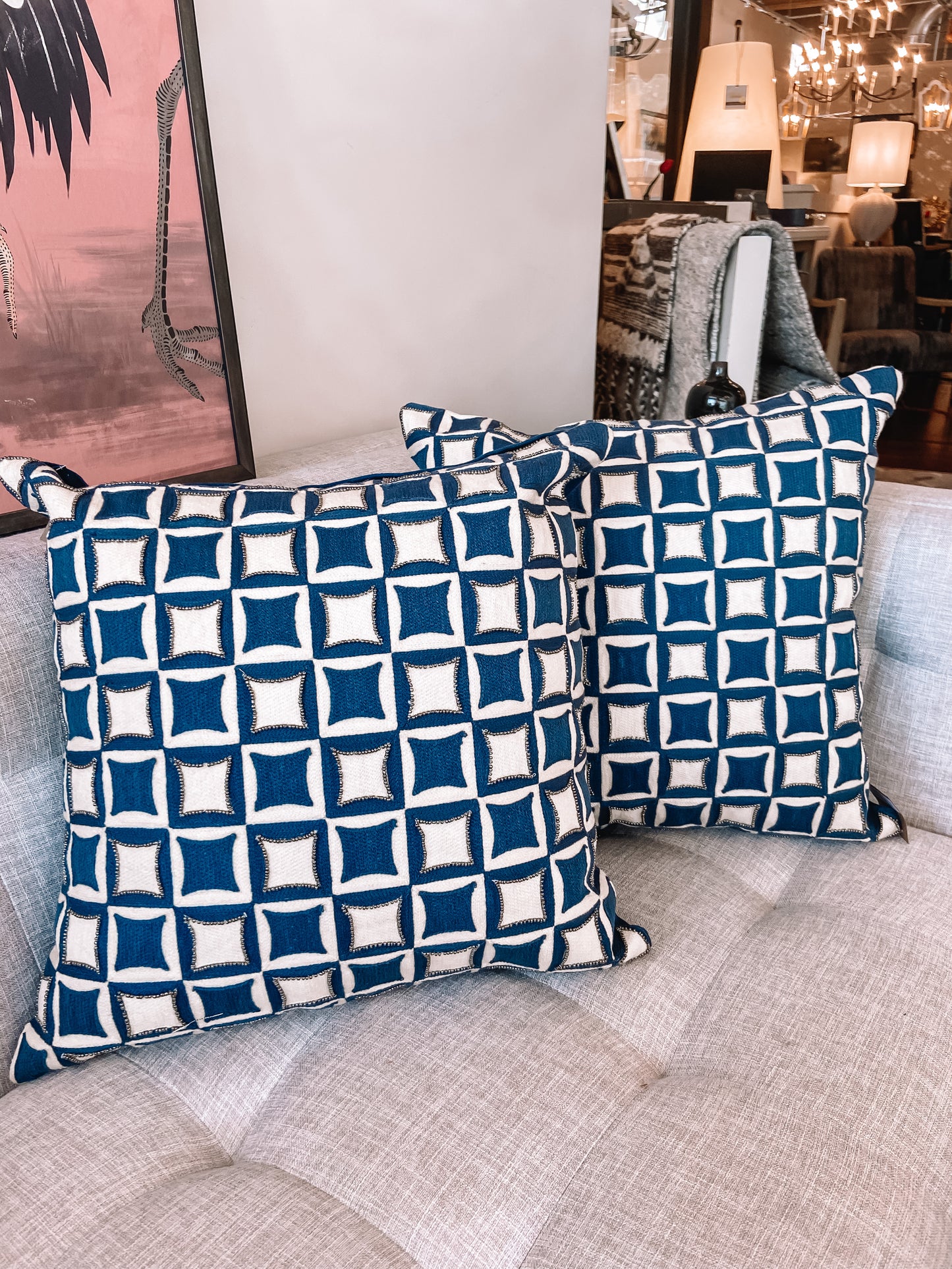 Blue/Cream 18x18 Pillow